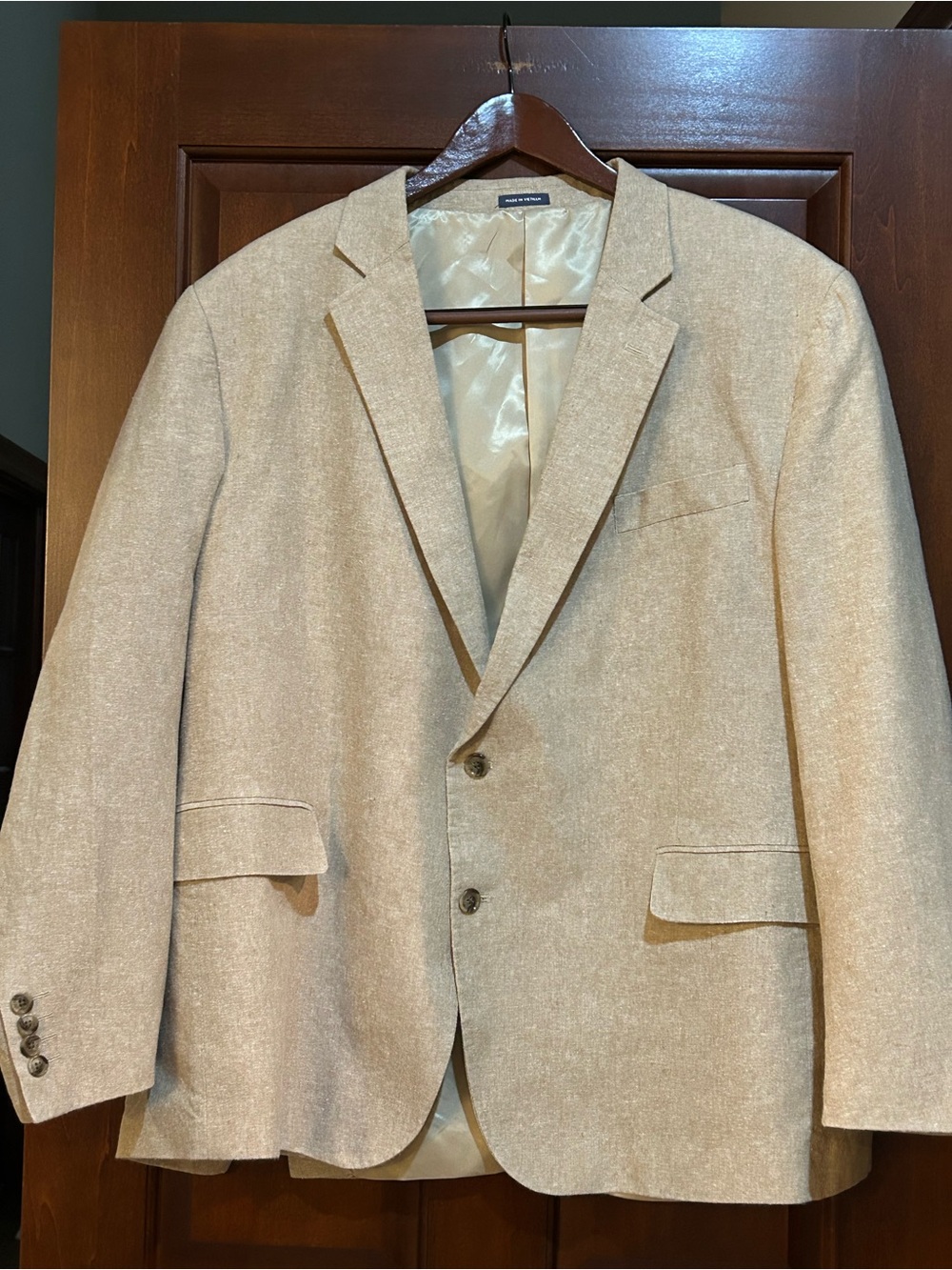 Stafford Signature 50R Classic Fit Linen Cotton Beige Sport Coat Blazer